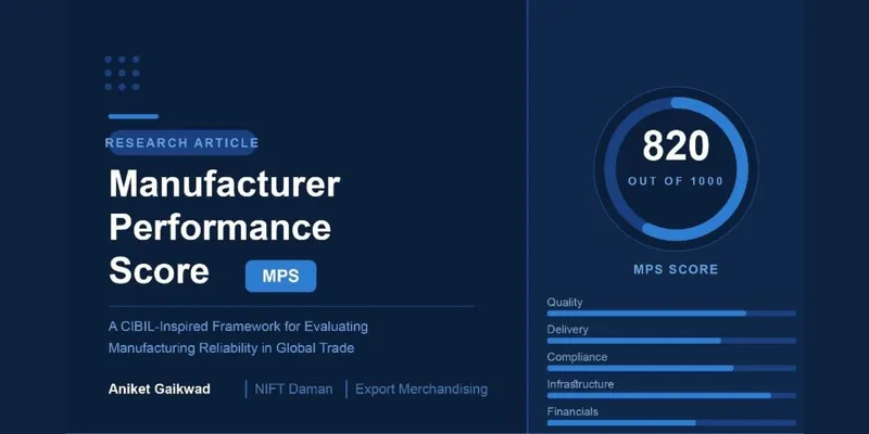  MANUFACTURER PERFORMANCE SCORE (MPS): A CIBIL-INSPIRED FRAMEWORK FOR EVALUATING MANUFACTURING RELIABILITY IN GLOBAL TRADE